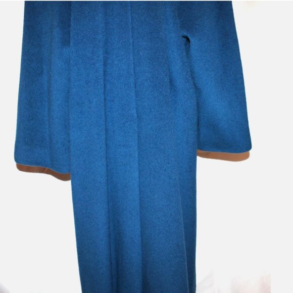 Vintage 70's Long Blue Wool Coat Button Front London Fog Made in USA ACTWU 12 P - Picture 11 of 16
